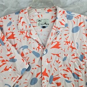 Bather Mens Large Button Up Short Sleeve Aloha Shirt Abstract Print